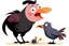 Placeholder: cartoon raven and pig playing