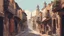 Placeholder: far landscape, dirt alley old city آHistory of Istanbul, 1900 AD, Vector, Real Digital Painting, Vector, flat color, Vector Art, Vector,