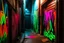 Placeholder: Alleyway spray paint graffiti tags called wynter online with neon palette