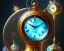 Placeholder: a glowing blue hourglass with an analog clock on it, realistic, meticulously detailed, intricately detailed