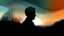 Placeholder: a medium quality digital artwork of a silhouette of a person ((fusing)) with and fading into an abstract landscape, minimalistic, monochromatic, surreal, dreamy, fantasy, artistic, atmospheric, mysterious, sunset, digital painting, storytelling, blended, ethereal, mesmerizing, disappearing, evocative, conceptual, impressionistic