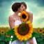 Placeholder: two women kiss sunflowers