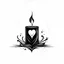 Placeholder: black and white illustration heart shape candle simple clean line