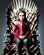 Placeholder: A young vampire girl sitting on a great iron throne