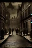 Placeholder: 1890s city streets with muddy road and dark atmosphere people outside a brothel digital art