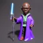 Placeholder: Bald Plastic Jedi macewindu purple bobblehead with boots and hands