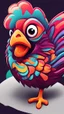 Placeholder: Design a vibrant, gaming-influenced logo of a chicken, featuring bright colors and a dynamic lighting scheme. Incorporate abstract shapes and textures to create an eye-catching composition.