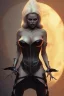 Placeholder: Pamela Anderson as evil queen in black leather, leather, busty, cleavage, angry, stern look. character design by cory loftis, fenghua zhong, ryohei hase, ismail inceoglu and ruan jia. unreal engine 5, artistic lighting, highly detailed, photorealistic, fantasy