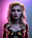 Placeholder: Young Madonna, blonde, long line eye, pretty cyber woman, Led lights, cold ambient, latex, cables, purpurin, black, gold, piercings, brown, circuits, neon style, fog, rain, vibrant color, highly detailed, art stations, concept art, smooth, unreal engine 5, god rays, ray tracing, RTX, lumen lighting, ultra detail, volumetric lighting, 3d, finely drawn, high definition, high resolution.