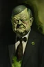 Placeholder: President Herbert Hoover painted as a undead zombie gorgon monster