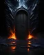 Placeholder: Masterpice, man melting, art, {abstract}, heartless, [doors of heaven], 8k, black background, atmospheric, DLSR