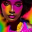 Placeholder: masterpiece, best quality, woman, dark skinned, sparkling eyes, fluorescent skin, colorful makeup, afro, highly detailed body, sun light, 4K, RAW, depth of field, high contrast, realistic details, 24mm