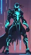 Placeholder: Mix between genji and venom symbiote in solo leveling shadow style with neon glowing blue