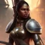 Placeholder: fantasy setting, insanely detailed, dark-skinned woman, indian, black hair, warrior