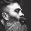 Placeholder: moody charcoal side profile portrait of a bearded man, smudged charcoal, side on profile, charcoal portrait, artistic black and white profile portrait, delicate, highly detailed, chiaroscuro, beautiful composition, delicate arrangement, aesthetic, soft lighting, tender