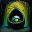 Placeholder: Doolally Trap nightmare anathema, eerie egg machinations, surreal, sinister, scary, profound, dramatic, acrylic painting