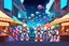 Placeholder: Intergalactic city market with furry robots, and squid swarms.