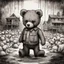 Placeholder: teddy bear dystopia, horror art, surreal, gritty ink illustration