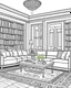 Placeholder: MANDELA STYLE. rendering loft luxury living room with shelf near dining table Coloring Book for Adults, Instant Download, Grayscale Coloring Book