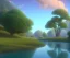 Placeholder: Trees, river, clouds