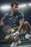 Placeholder: A hyper-realistic, A stylized portrait of Grigor Dimitrov in his signature tennis outfit, ready to take on the court. Photo Real, HOF, full size, practicality,manufacturability,performance, (((realism, realistic, realphoto, photography, portrait, , realistic, beautiful, elegant, charming, apocalyptic environment, professional photographer, captured with professional DSLR camera,trending on Artstation, 64k, ultra detailed, ultra accurate detailed, bokeh lighting, surrealism, Thomas Kinkade backgr