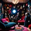 Placeholder: Detailed people, creepy living-room made of felt, naïve, vintage toys, sun, vsuuy, puppets, volumetric light, flowers, naïve, Tim Burton, strong texture, orero dream, extreme detail, Max Ernst, decal, rich moody colors, sparkles, Harry Potter