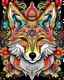 Placeholder: Eurasian wolf ANIMAL Book cover for Adults, mandala, flower, coloerfull