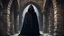 Placeholder: black robe hooded monks in the stone castle