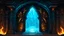 Placeholder: cinematic fantasy evil stone temple room portal