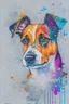 Placeholder: Abstract wet watercolour, portrait of a jack russell