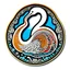 Placeholder: Sticker design on white background, swan in a lake in Anton Gaudi style, enameled, intricated details, photorealistic