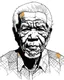 Placeholder: simple outlines art, bold outlines, clean and clear outlines, no tones color, no color, no detailed art, art full view, full body, wide angle, white background, Nelson Mandela