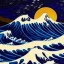 Placeholder: The Great Wave off Kangawa,coast, lighthouse,rocks, fullmoon, mount fuji, by Van Gogh 8k