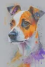 Placeholder: Abstract wet watercolour, portrait of a jack russell