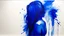 Placeholder: dissolving into tears: the women rear view, head bent forward, blue ink painting,