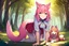 Placeholder: Forest, girl, pink hair, dog tail, sit on all fours