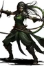 Placeholder: female Shadar-Kai wielding a Whip a whip made out of black thorns