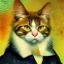 Placeholder: Portrait of a cat by Van Gogh