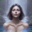 Placeholder: 3d realistic smilling woman under waterfall, wet , realistic, 32k, detailed, art nouveau