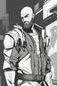 Placeholder: cyberpunk decker character with a bald head and a beard in the teen titans art style