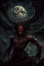 Placeholder: A dramatic digital painting portraying a horror monster under the Moon, veins pulsing, claws of temptation visible, soul in turmoil. In the style of Luis Royo and Boris Vallejo and Giger and Ridley Scott, vivid colors, swirling brushstrokes, highly detailed, 8k resolution, surrealistic., juicy emotions, painting, gloomy fantasy, gloomy day, dark world, portrait, wide strokes, a weaving frame around, by Ryohei Hase, Agnes Cecile, Raymond Swanland, Anne Bachelier