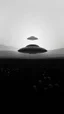 Placeholder: A field filled with aliens at the end of the picture a dark ufo object , cinematic, 8k, in black and white