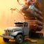 Placeholder: upper body of cute girls holding snake inside dumper truck, book cover, fantasy art, sketch, movie poster