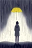 Placeholder: Ilustration of a woman standing alone in a storm , with rain pouring down around them