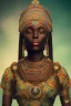 Placeholder: african portrait, warrior costume, village, meditation, woods, galaxy sky, 8k quality