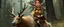 Placeholder: a gold ginger fluffy gnome female kobold stag gremlin that looks like the opposite of a vampire in bunad riding an elk