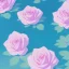 Placeholder: transparent multicolor crystal rose, rose garden, bioluminescent clouds, landscape, mist, detail