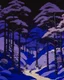 Placeholder: A dark purple forest with windmills painted by Katsushika Hokusai