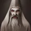 Placeholder: Vampire with yellow eyes with fleshy tentacle beard grey skin and fangs and vampire bat nose as a Russian Orthodox