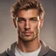 Placeholder: an attractive serious guy with tanned skin, light brown hair, honey-coloured eyes and a light beard